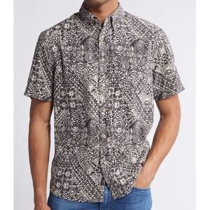 Faherty Breeze Shirt Short Sleeve Button Down Mens Medium Black Kaula